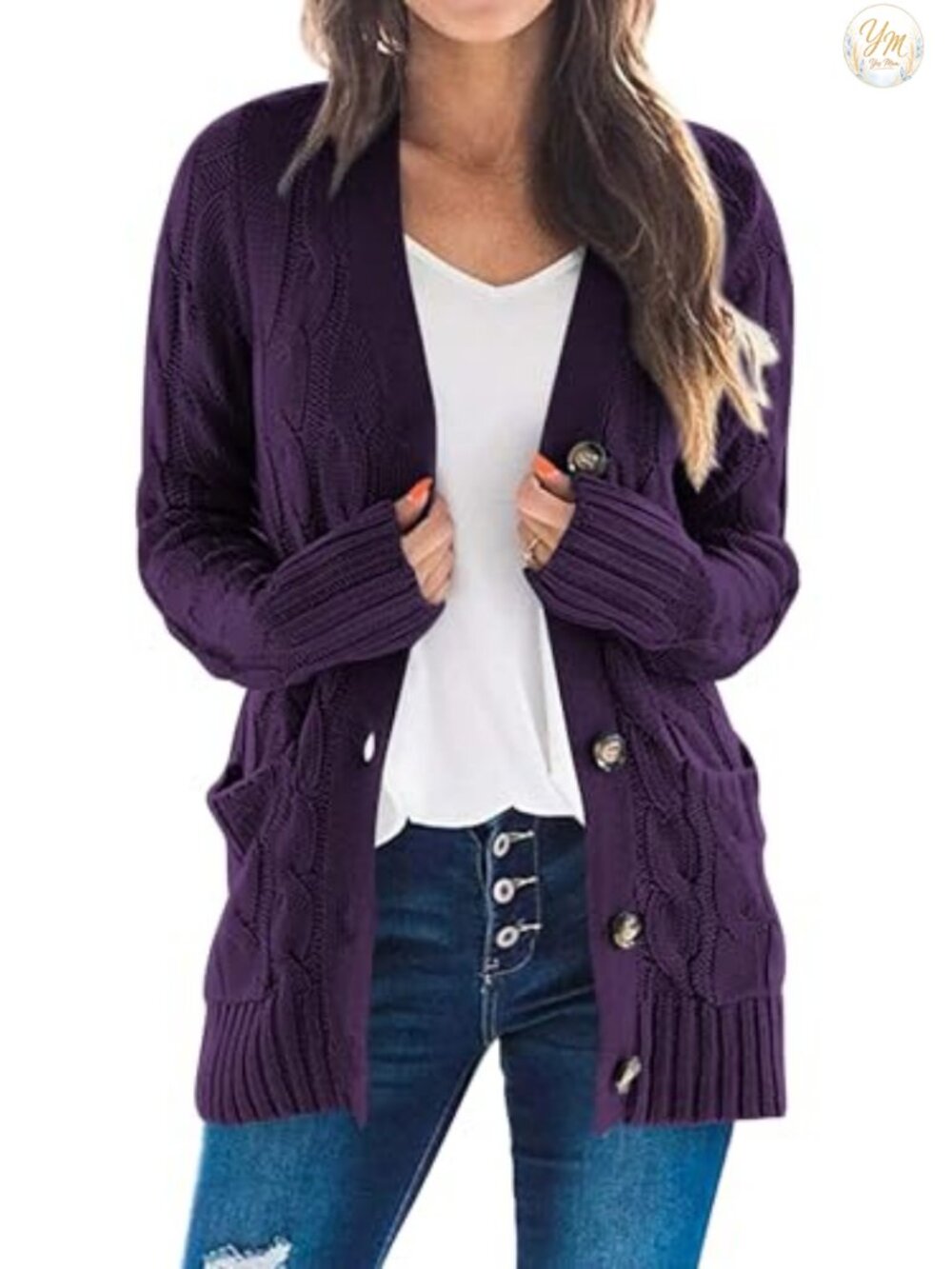 PRETTYGARDEN Women Chunky Cable Knit Cardigan Sweaters Fall Fashion Clothes